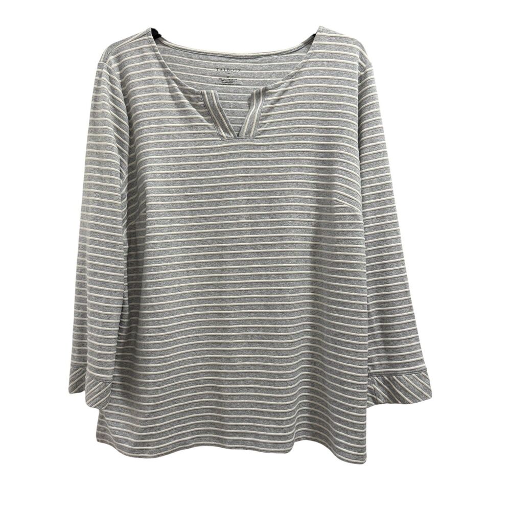 Talbots Plus Womens Plus Size Striped Notch Neck Blouse Size 3X